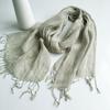 Lightweight Pure Linen Scarf Long Tassel Neck Scarf Comfortable Shawl Wrap  Outdoor Travel