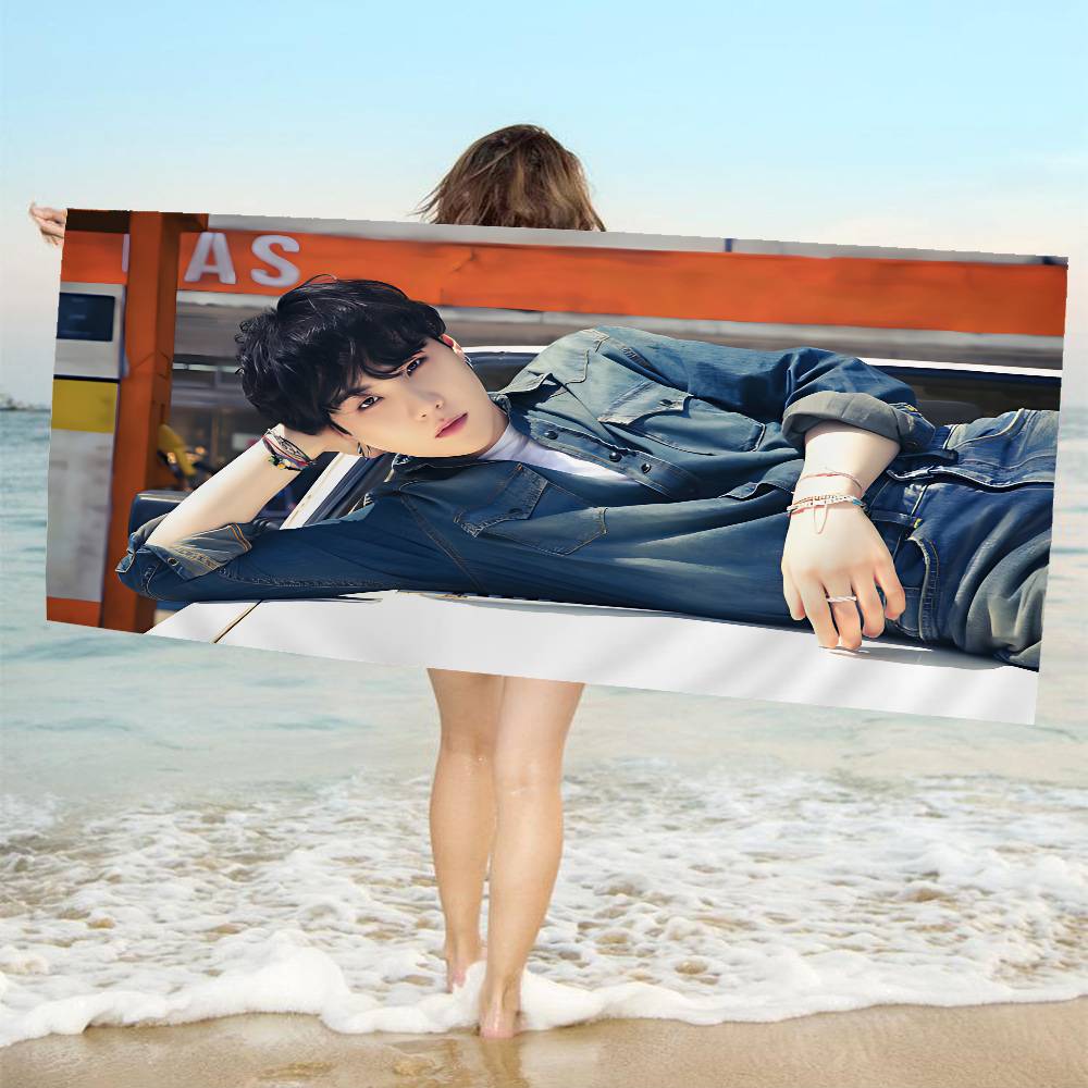 S-Suga Kpop A-Agust D Микрофибра Печатное Пляжное Полотенце Альпинизм Йога Пляж Бег Впитывающее Мягкое Полотенце