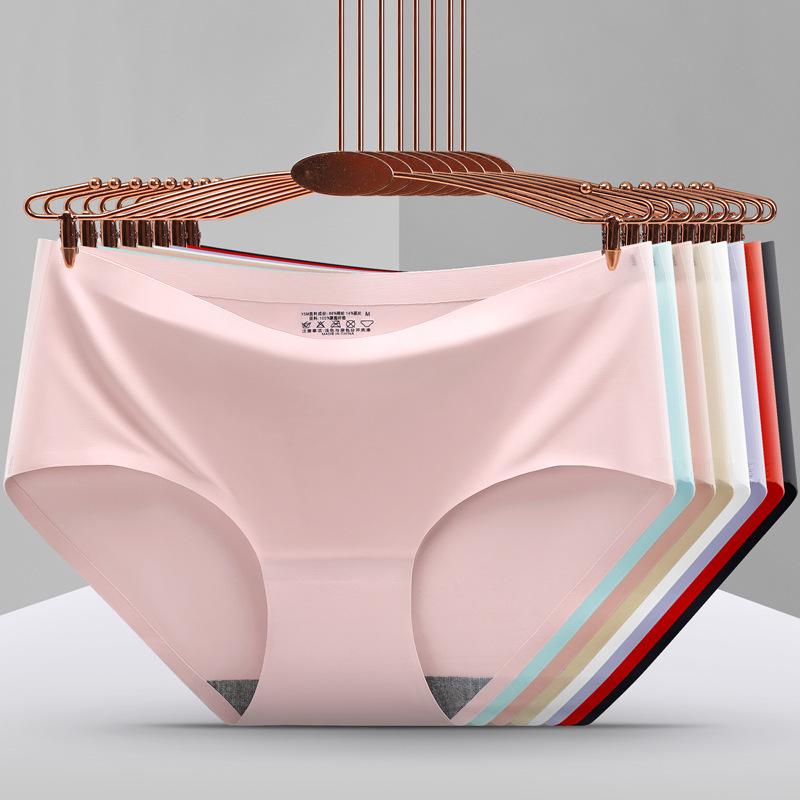 Дышащие бесшовные трусы Ice Silk со средней посадкой для женщин - однотонные, сексуальные, большого размера