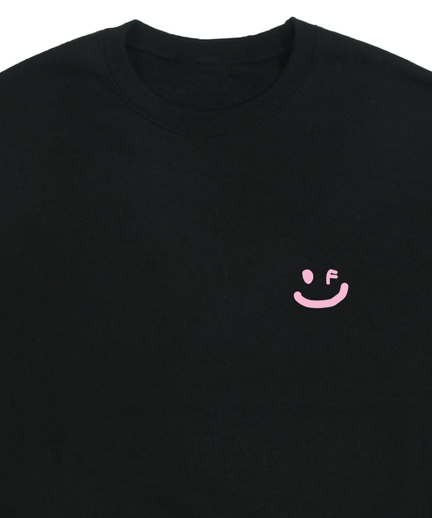 GRAVER [Unisex] Small Drawing Smile Sweatshirt_Black/Pink Logo