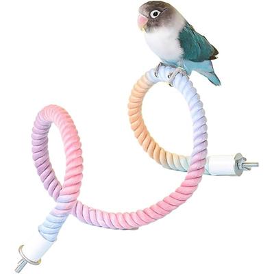 Градиентная красочная веревка для птиц, подставка для птичьих клеток, гибкая веревка для лазания, игрушка для клетки, попугайчика, волнистого попугайчика, неразлучника, планера 35/80 см