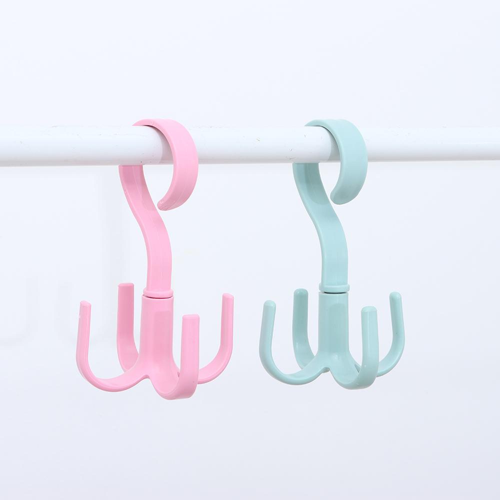 Storage Hook Cloth Rack Tie Holder Rotating Four-claw Hook Plastic Hanger Multifunction 4 Hook