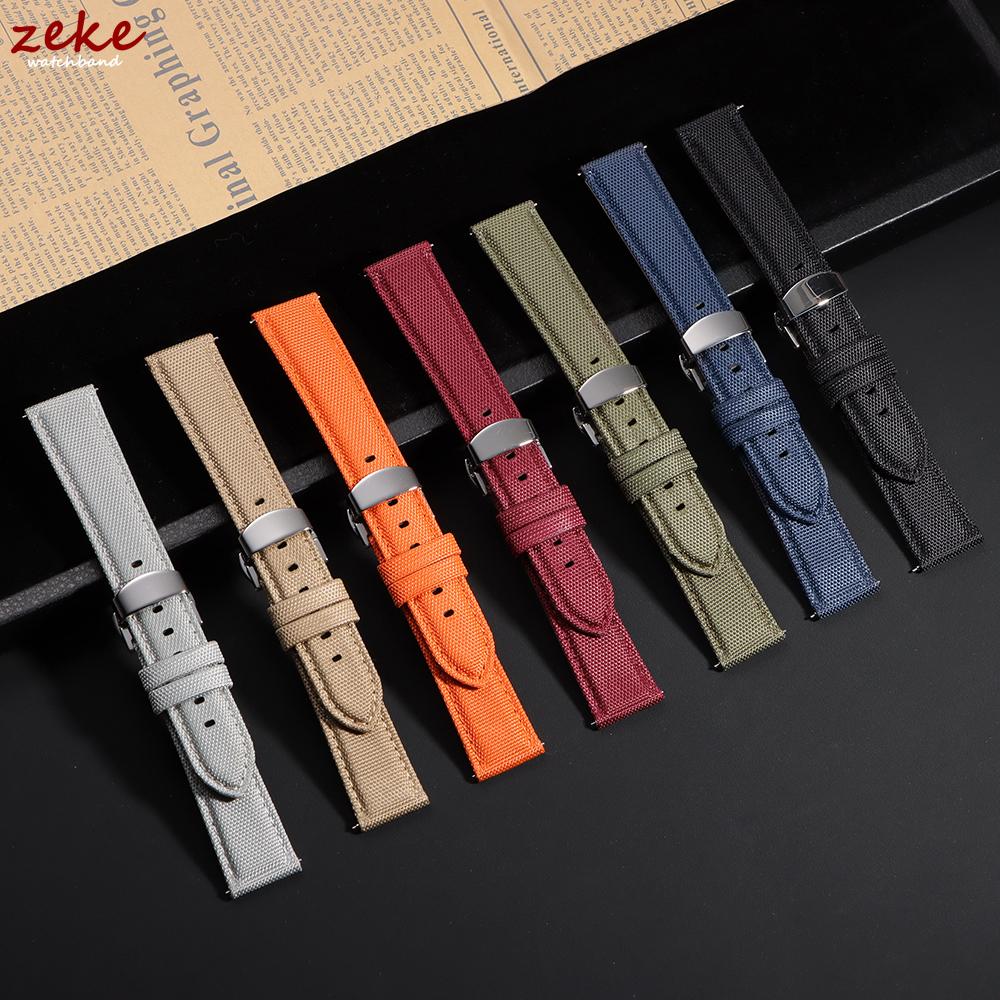 Sailcloth Watch Strap 20mm 22mm for Omega Business Butterfly Buckle Nylon Waterproof Watchband Men Women Quick Release Bracelet