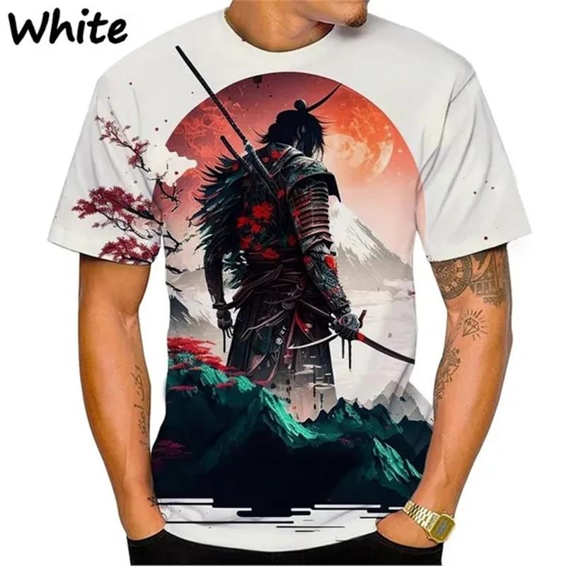 Новая футболка с японским самураем, 3D-принт, сакура, ниндзя, рубашка с коротким рукавом, модные повседневные топы для мужчин и женщин, футболки