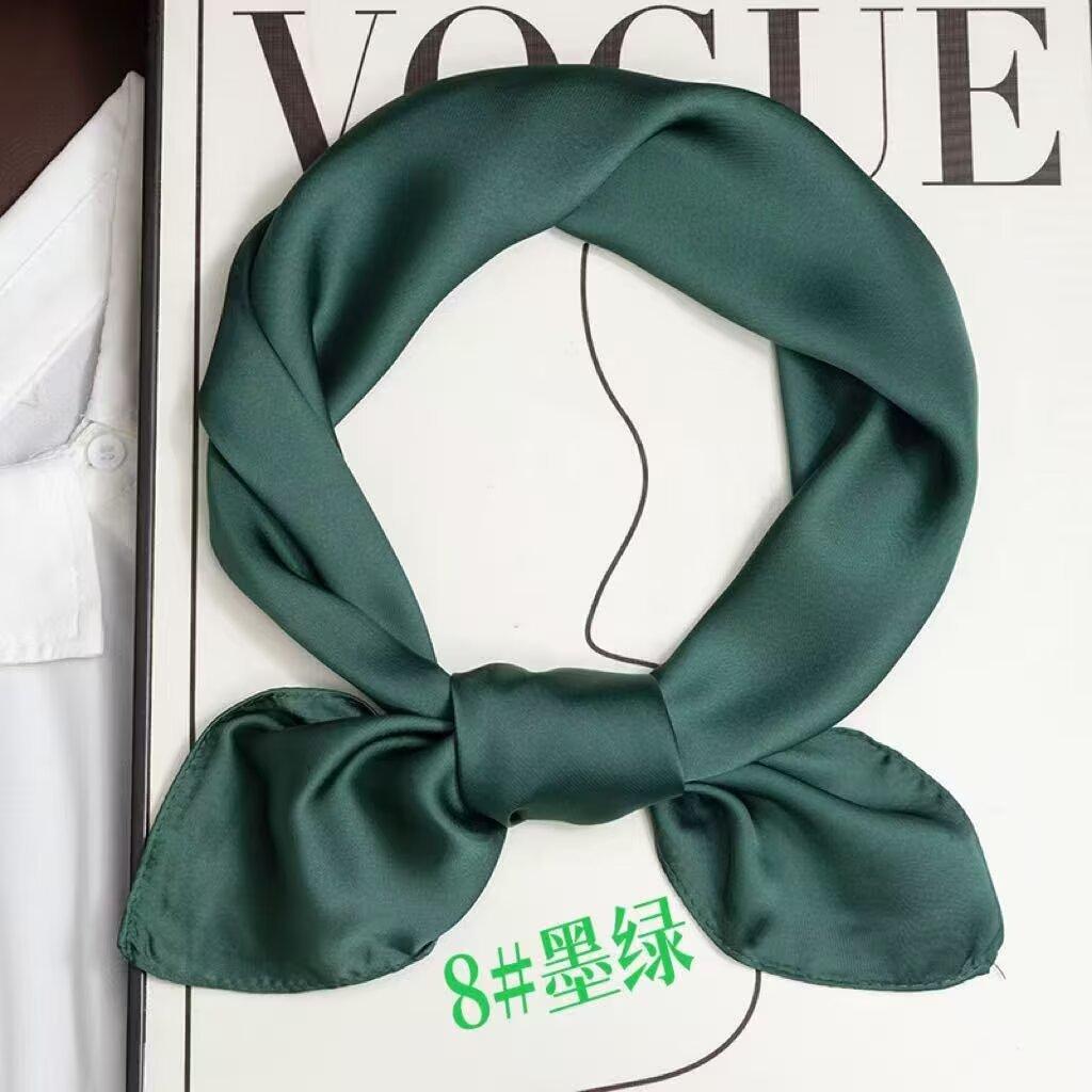 Silk scarf women's solid color satin 71 new summer thin small square scarf headscarf decorative small scarf UV protection