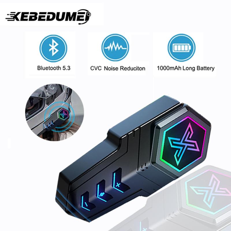 Гарнитура для мотоциклетного шлема, Bluetooth, комплект громкой связи, водонепроницаемые беспроводные наушники с шумоподавлением, 1000 мАч, с окружающим освещением