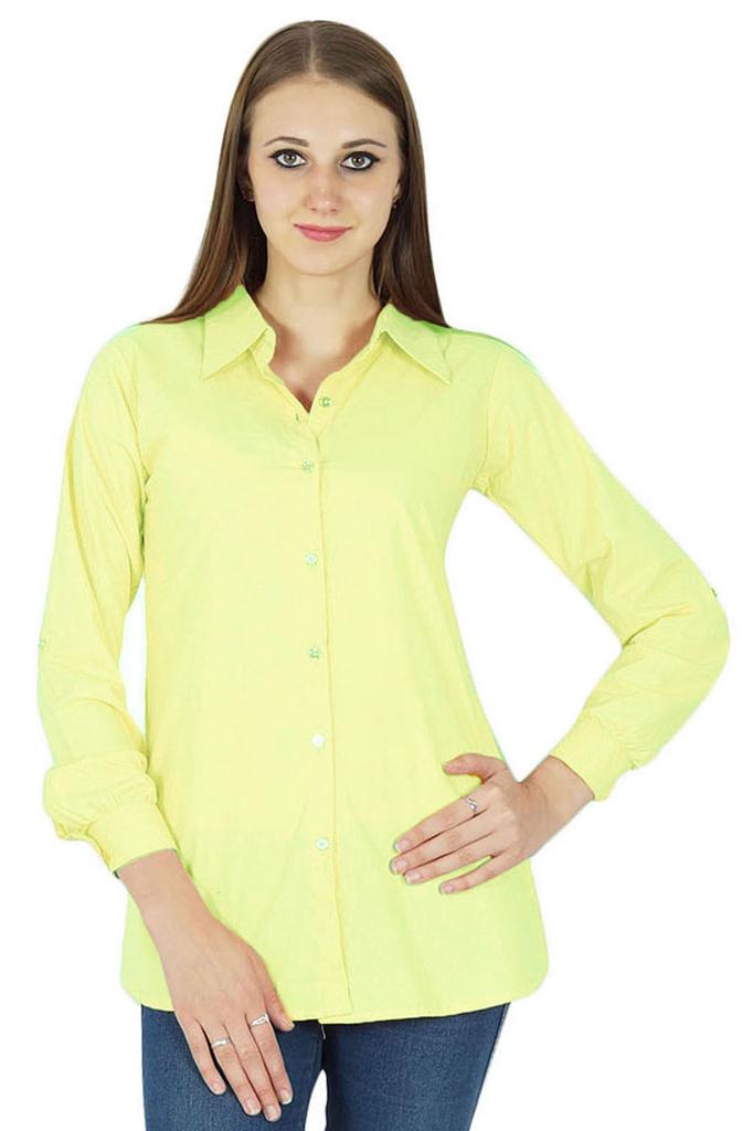 Top Cotton Shirt Long Sleeve Solid Short Kurta Women Clothing