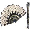 Black Spanish Style Dance Party Wedding Lace Silk Folding Hand Held Flower Fan
