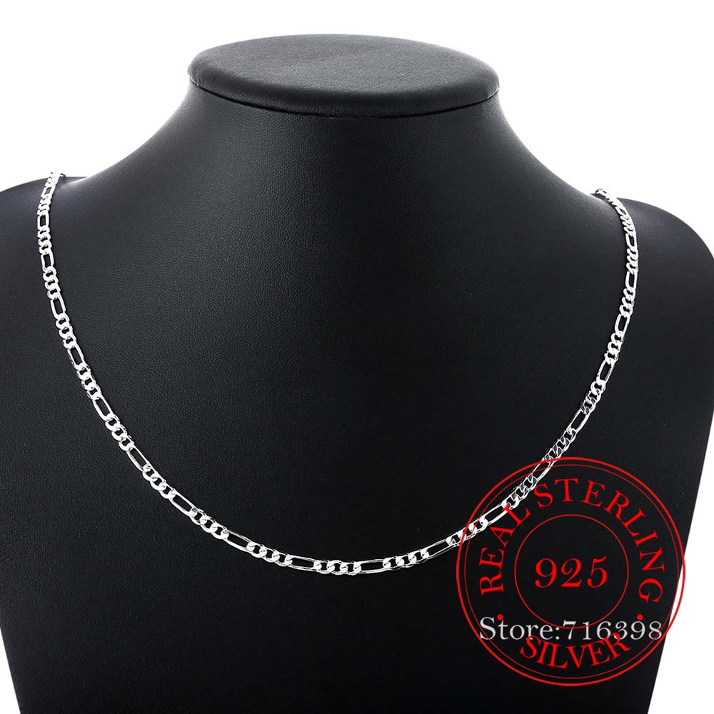 4mm Figaro Chains Wholesale Personality Fashion Unisex Party Wedding Gift 925 Sterling Silver Chain Necklace For Women Men
