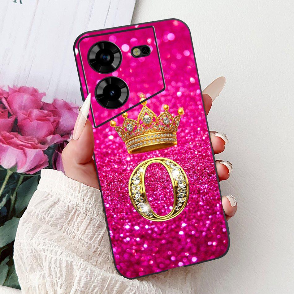 Для Tecno Pova 5 LH7n / Pova 5 Pro LH8n Модный Чехол для Телефона с Буквой Короны Для Tecno Pova5 5Pro 5G Черный Силиконовый Мягкий Чехол Бампер