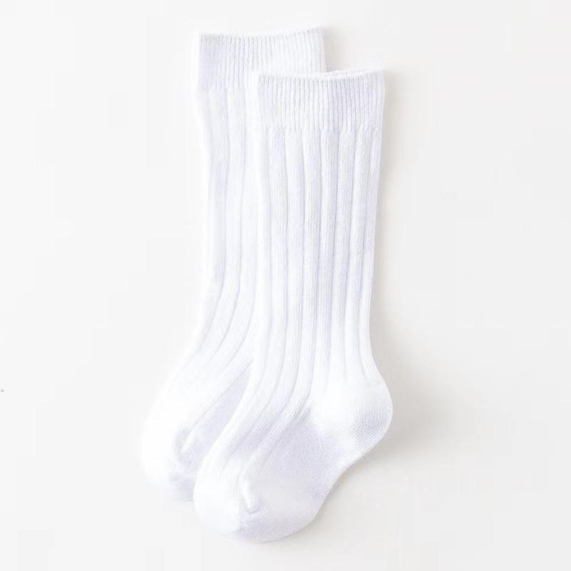 Повседневные однотонные детские носки для мальчиков и девочек, длинные носки до колена, хлопковые дышащие полосатые мягкие детские носки, детские носки для школьной формы