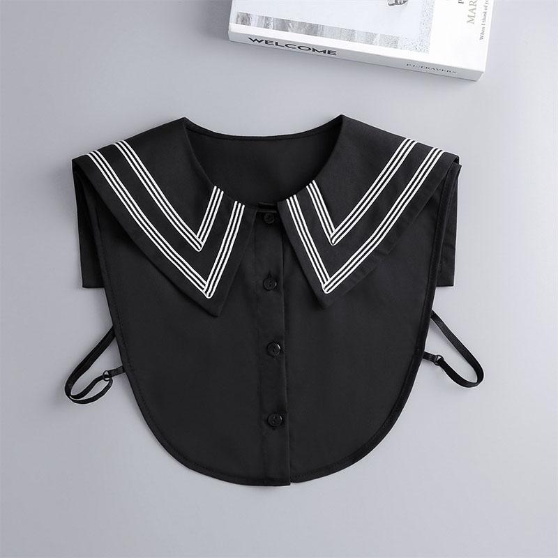 New Fake Collars Woman Vintage Half Shirt False Collar Woman Embroidery Detachable Lapel Collar Faux Col Accessories