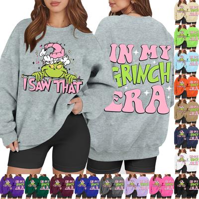 Женская повседневная модная толстовка с длинным рукавом и рождественским принтом с круглым вырезом