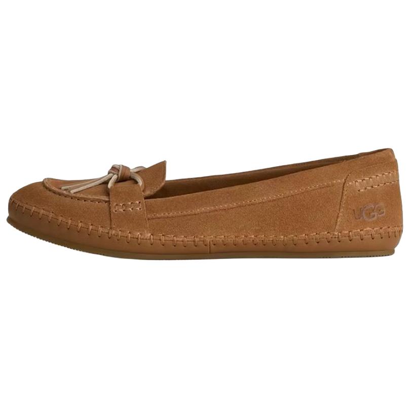 UGG Модная женская повседневная обувь из спилка коровьей кожи, цвет каштановый, 1178870-CHE