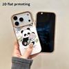 Phone case: 2D flat lambskin suitable for iPhone 18 17 16 15 14 13 Pro film protective case, holding a lollipop panda, Christmas and Halloween gift