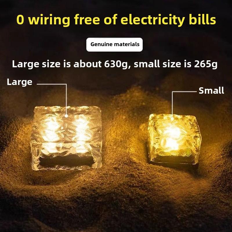 Квадратный ледяной кирпичный светильник Индукционный квадратный солнечный светильник для дома и сада Наружный водонепроницаемый светильник для украшения ступеней Садовый светильник в виде ледяного куба