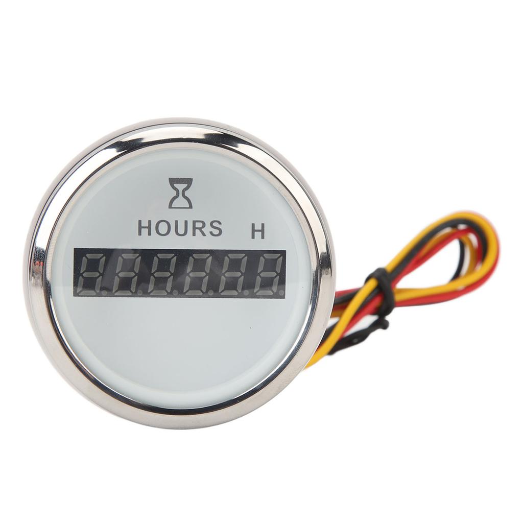 DC 9‑32V 52MM Boat Round Digital Hour Meter High Precise Hourmeter Round Gauge for RVs Yachts Fishing Boats White Dial