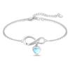 Браслет StoryMidir Moonstone для 925 Infinite Platinum Silver New White Gift для женщин на годовщину, серебро, гипоаллергенный, Love, отделка, 15+5 см,