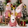 Pink Christmas Sitting Snowman Doll Cute Merry Christmas Decorations Party Festival Favors