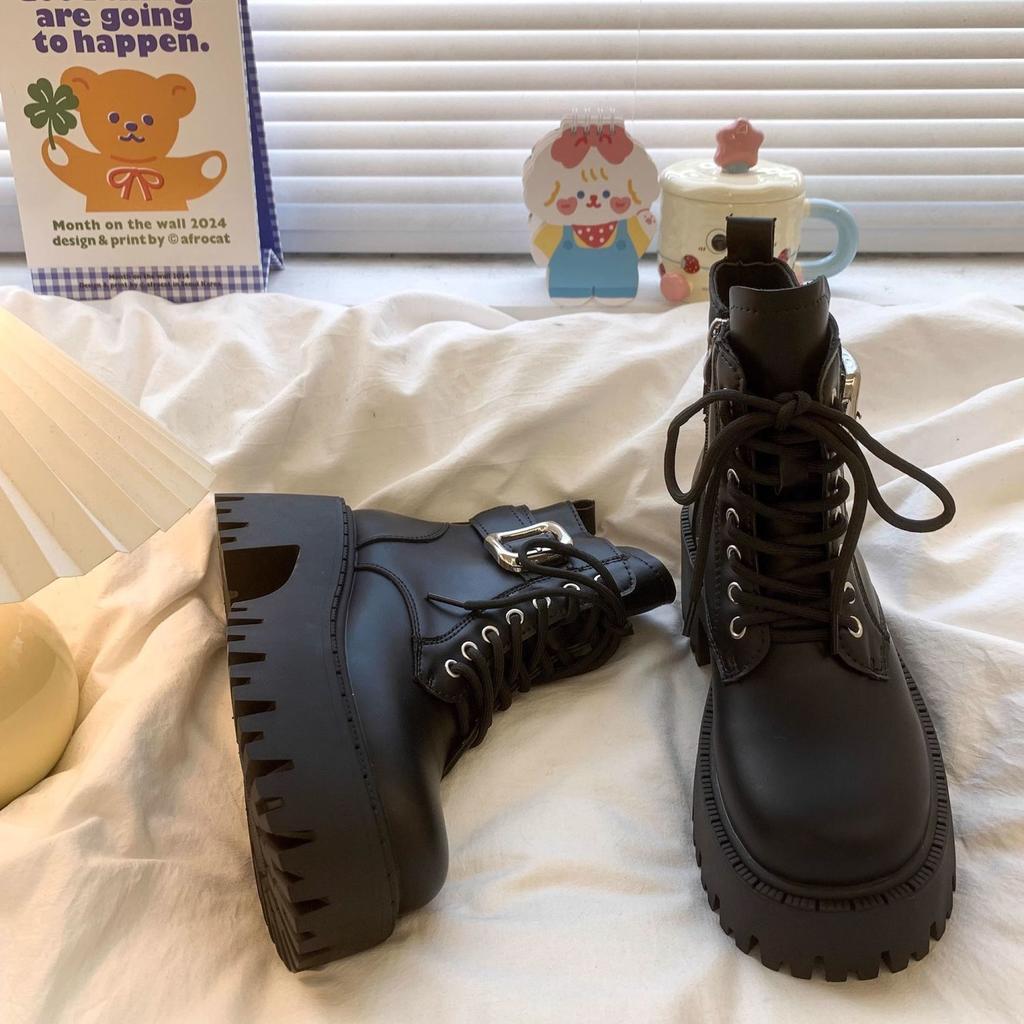 Platform Round Toe Female Short Shoes Spring Autumn Booties New In Goth Women's Ankle Boots Comfortable and Elegant Footwear