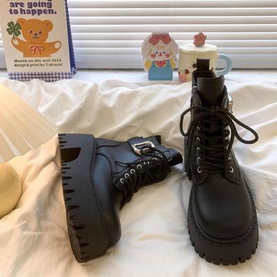 Модные женские ботильоны в стиле ретро на шнуровке, кожаные ботильоны New Rock по акции, большой размер, теплые внутри, Y2k распродажа, женская короткая обувь из полиуретана