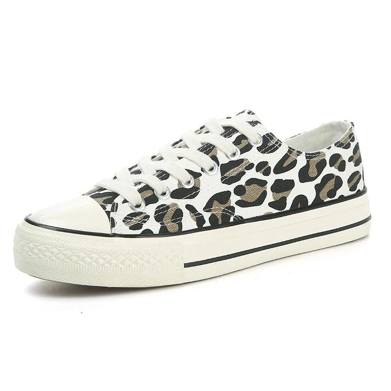 Hot Selling High Top Canvas Shoes Female Leopard Print New Korean Version of Students Original Suichao Low Board Shoes