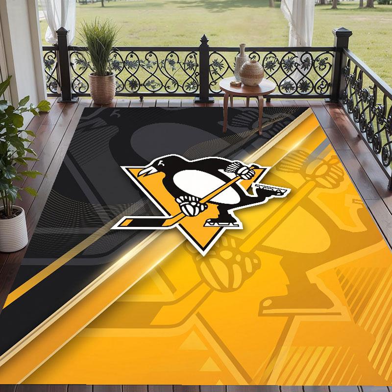 Soft Floor Carpet Pittsburgh Penguins Pattern Area Rug Decorative Mat For Home Room Decoration