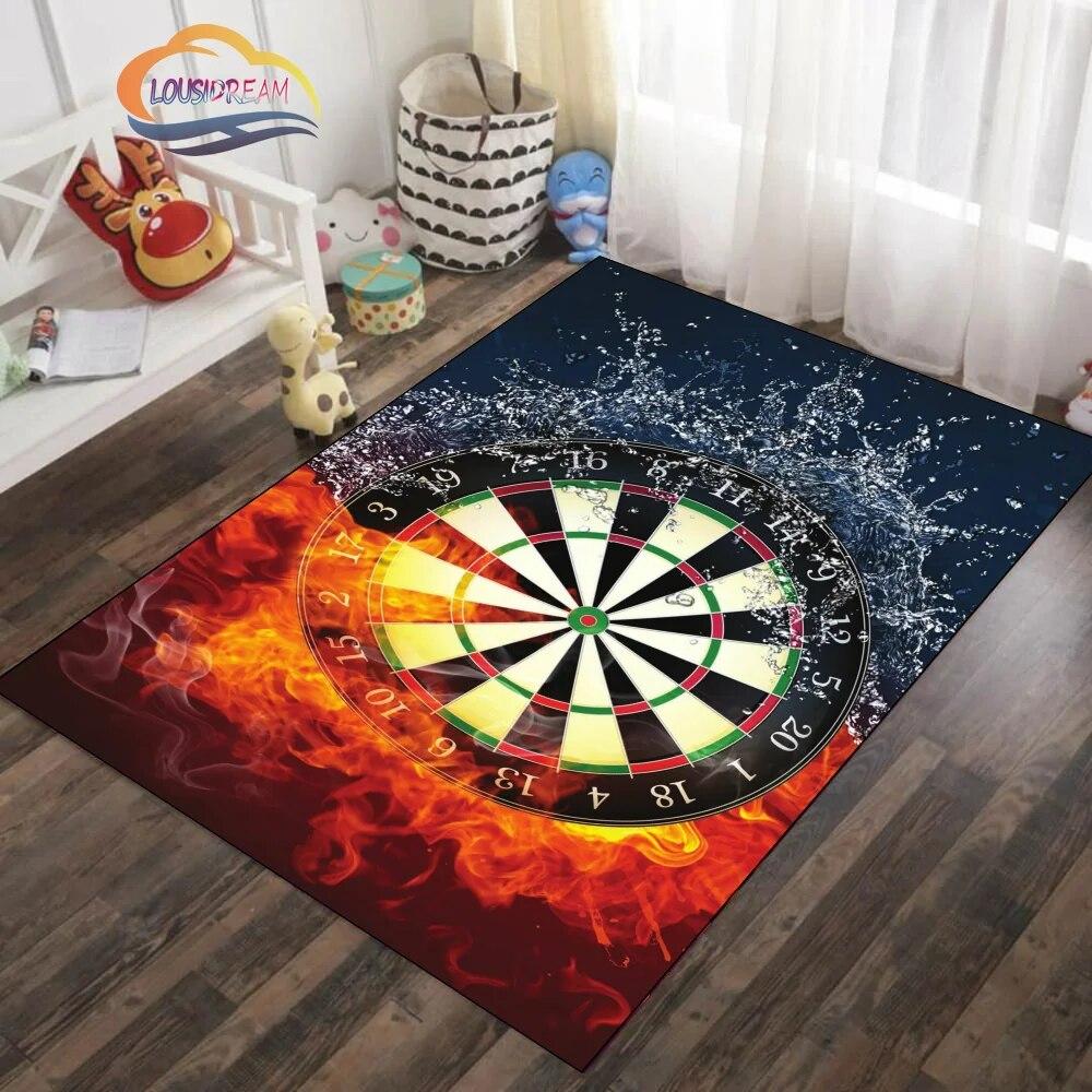Ice and Fire Darts Pattern Carpet Fashion Soft Mat Gifts for Sports Lovers Household Floor Outdoor Play