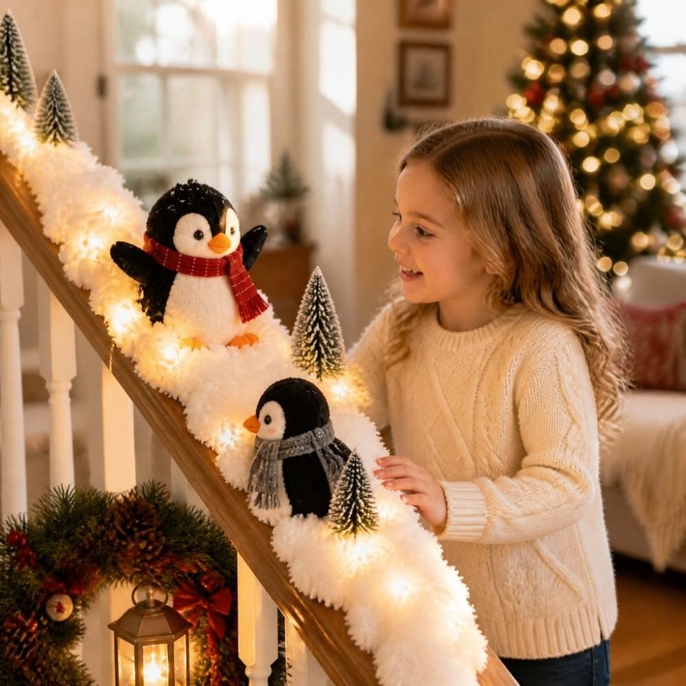 Penguin Christmas Stair Snow Decor Illuminating Snow Scene Decoration Holiday DIY Decorations
