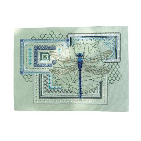 Dragonfly Cross Stitch Kit Beginner Geometric Dragonfly Embroidery Kit Stamped Embroidery Cloth Threads Included Gift for Craft Lovers