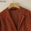 ZANZEA Женский повседневный тонкий кардиган с длинным рукавом и отложным воротником, верхняя одежда