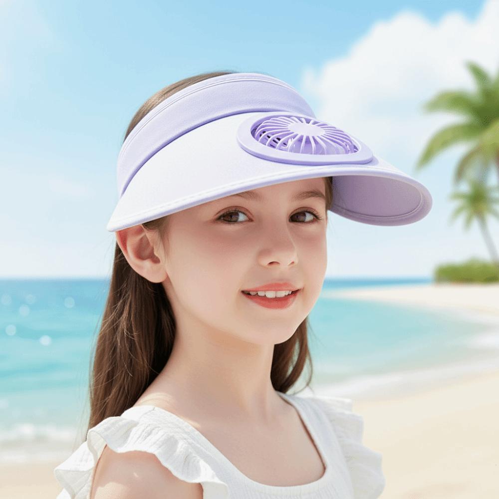 Adjustable Rechargeable Fan Hat Portable Children Visor Cap Wide Brim Sunscreen Cap Summer