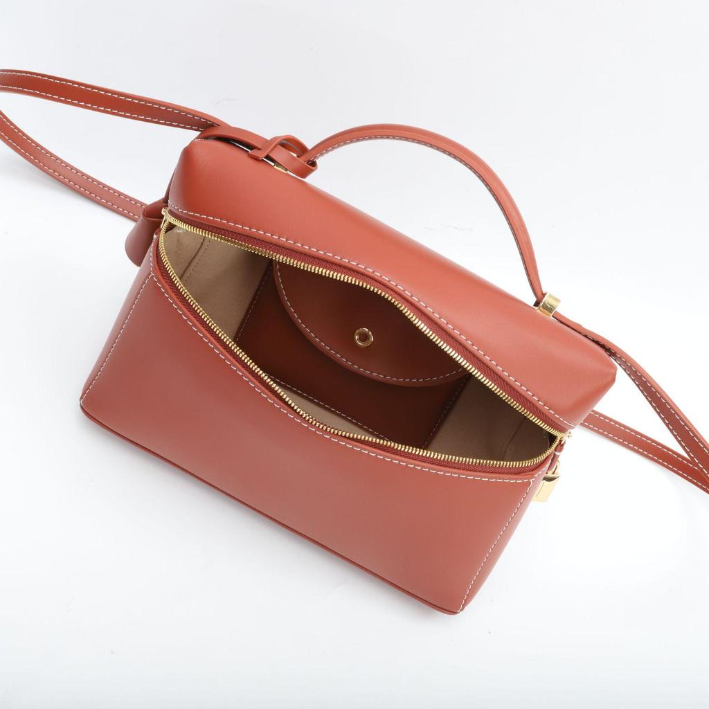 Women's High-Grade Retro Leather Underarm Lunch & Cosmetic Bag - 2025 Fashion Versatile Handheld Style