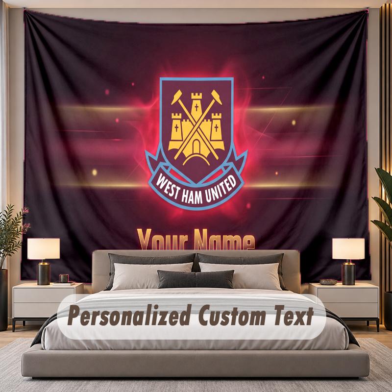 Custom Name Text Tapestry West Ham United football Personalized Polyester Wall Tapestry For Bedroom And Room