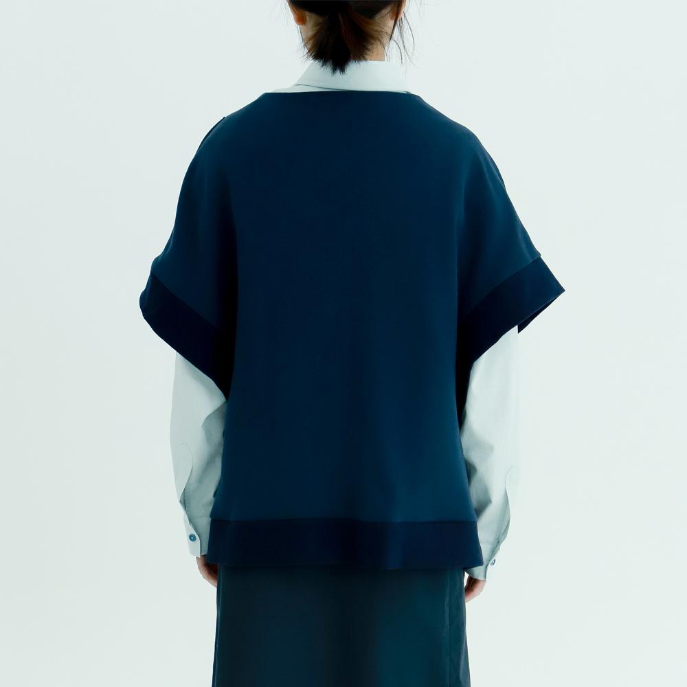 WHIMSY MIND Wave Cowl Sweatshirt_Navy