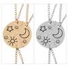 Men Women Inlaid Rhinestone Jewelry Best Friend BFF Pendant Friendship Necklace Sun Moon Cloud Star