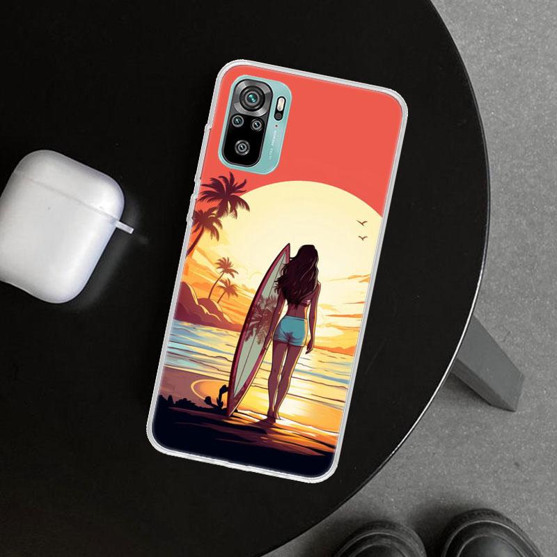Эстетичный чехол для телефона с рисунком доски для серфинга для Xiaomi Redmi Note 15 14 13 12 11 Pro Plus 14S 12S 11S 11T 11E 10S 10 Индивидуальные Fundas