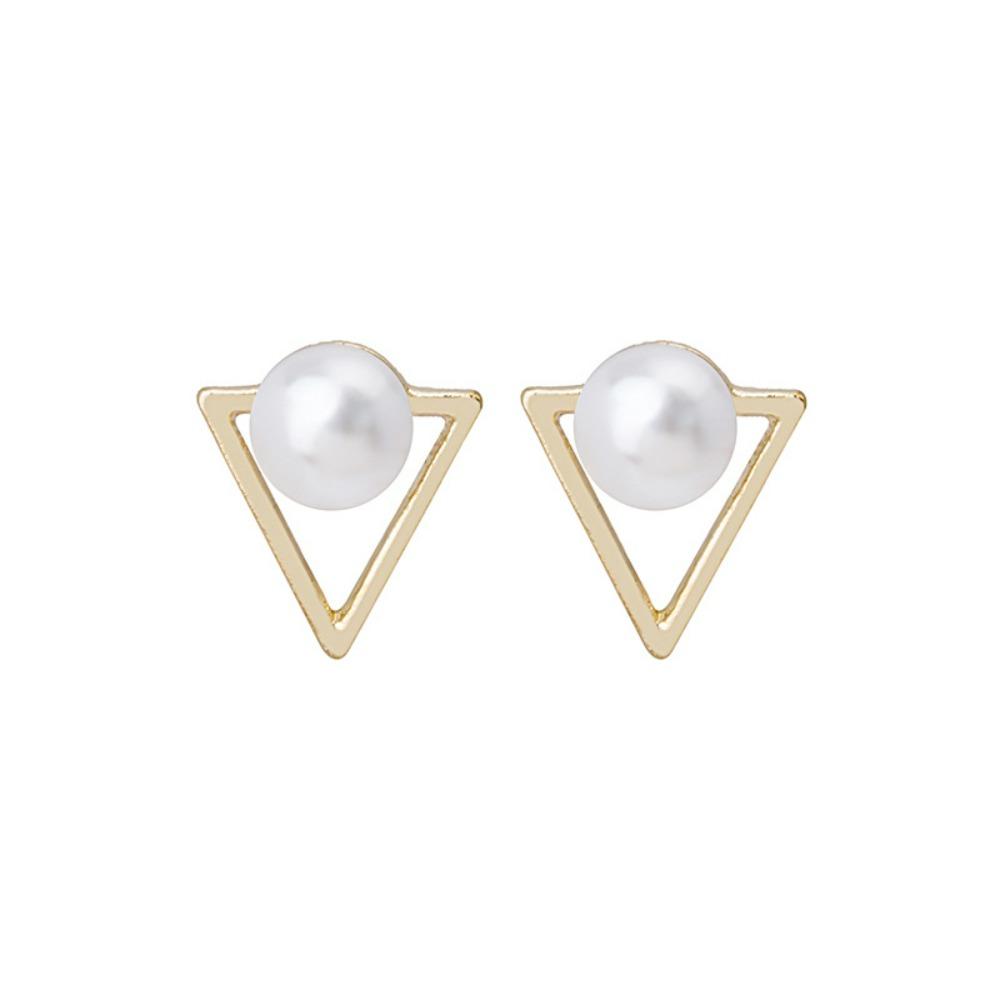 SUEMNG New Simple Retro Triangle Geometric Pearl Studs Earrings Elegant for Woman Fashion Jewelry Accessories Gifts