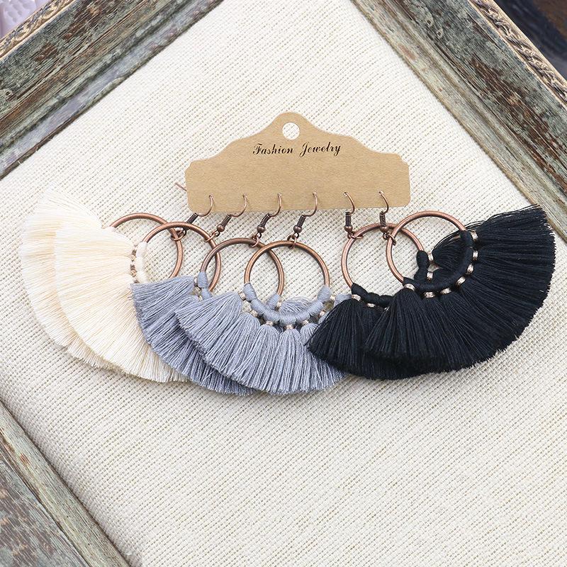 Bohemian Ethnic Retro Earring Set: 3-Piece Hanfu & Nepal Style for Women