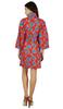 Bimba Women Red Floral Short Cotton Robe Bride Bridesmaid Getting Ready Wrap