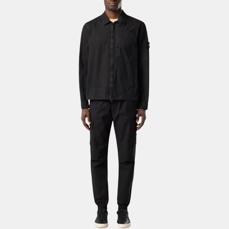 STONE ISLAND Поношенная куртка с молнией для мужчин, черная K1S1512000-32S00WN-V0129