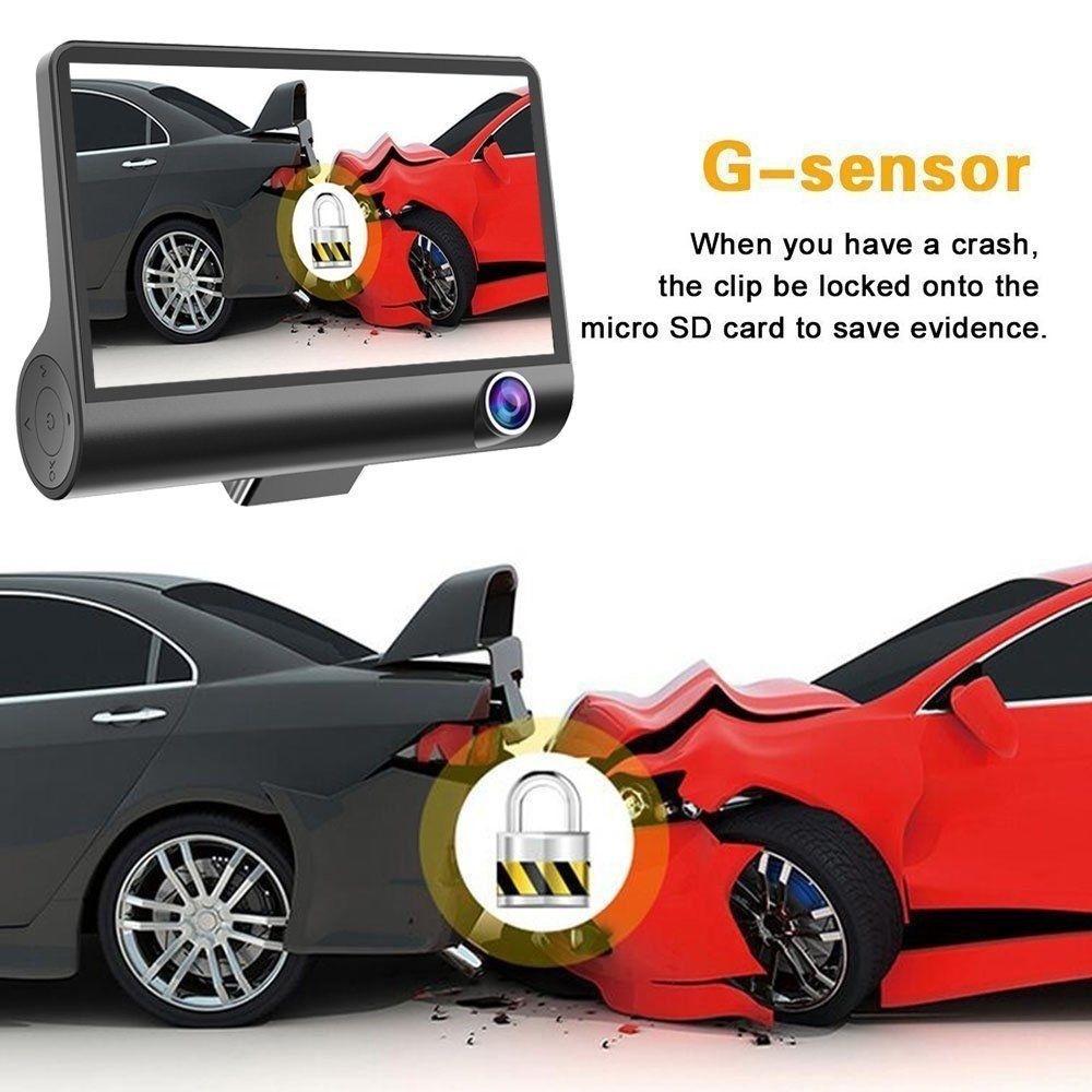 Camecho 3 в 1 4-дюймовый автомобильный видеорегистратор 170 градусов 1080P HD видеорегистратор с двумя объективами и камерой заднего вида Автомобильный видеорегистратор спереди и сзади внутри