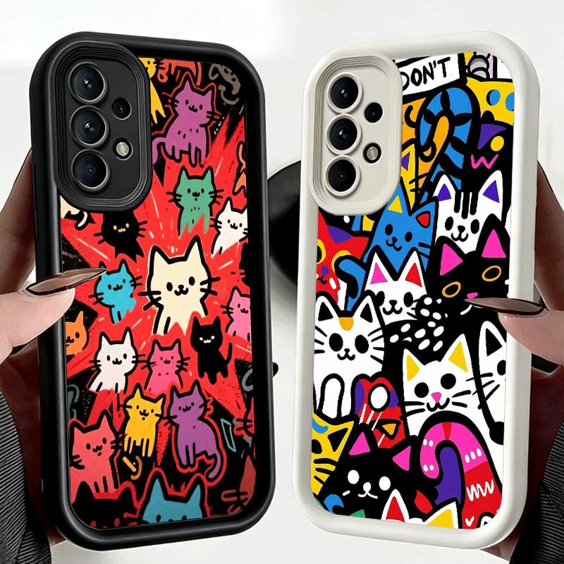 Чехол для телефона Samsung Galaxy A17 A16 A15 A14 A13 Тема: Милые котики в мультяшном стиле A56 A36 A26 A55 A35 A25 A54 A34 A24 A53 A33 A23 A07 A0