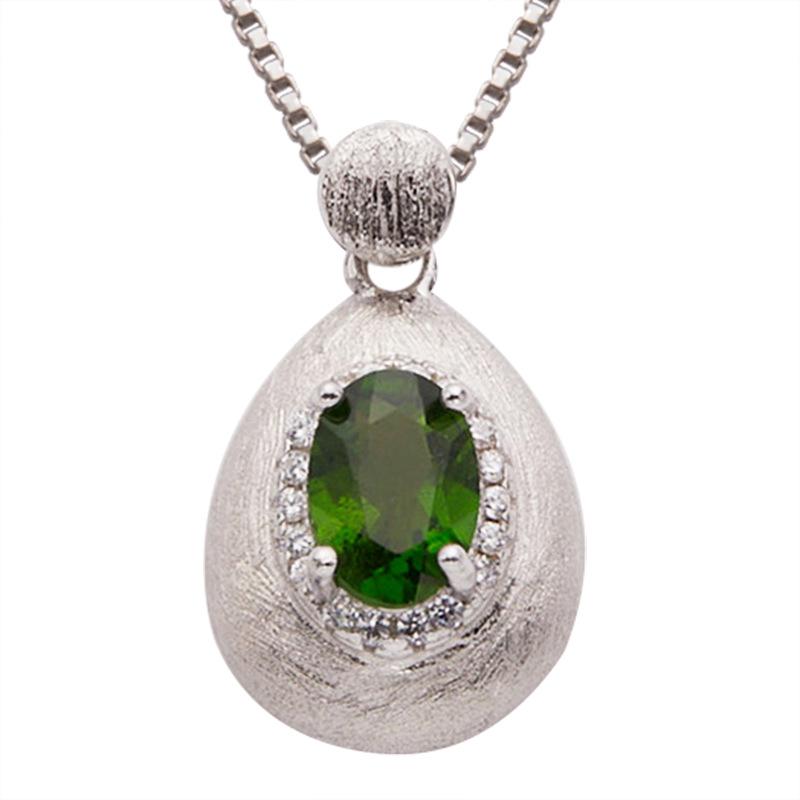 Натуральный аметистовый кулон-ожерелье женское S925 стерлинговое серебро матовое с танзанийским диопсидом топаз гранат цветной сокровище