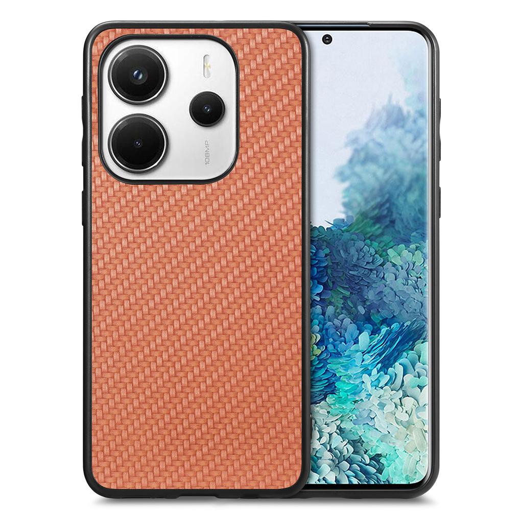 Для Xiaomi Redmi Note 14 5G чехол с текстурой из углеродного волокна PU+PC+TPU задняя крышка телефона