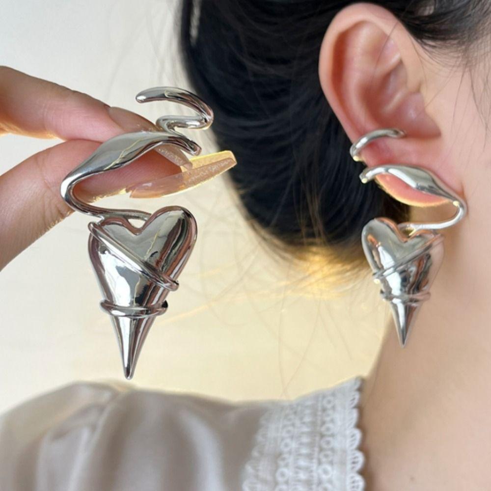 Irregular Metal Eardrop Geometry Exaggerated Earrings Unique Heart Earrings Women