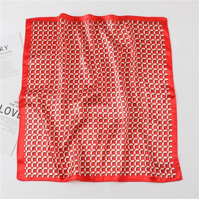 Модный шелковый квадратный шарф для женщин, 60 см, атласная шея, повязка для волос, сумка, мягкий офисный шейный платок, хиджаб, женский платок, бандана