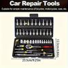 Car Repair Toolbox, Repair Tool Suit, with Allen Wrench, Drive Depth and Standard Ratchet Socket, Unconnecting Rod, Rotating Rod, Sliding Rod
