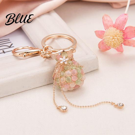 Colorful Tassel Keychain Money Bag Rhinestone Design Lucky Shape Key