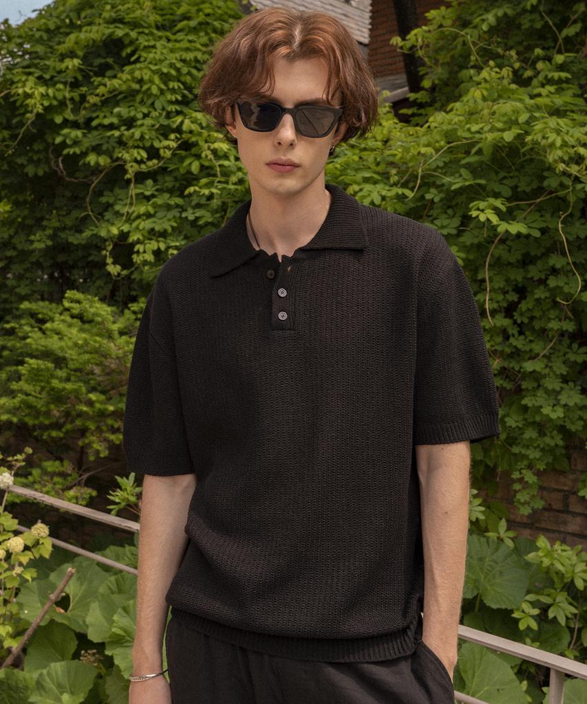 HALBKREIS LAYOUT Kn-31 Hole Collar Knit_Black
